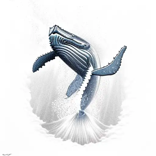 humpback whale and a diver tattoo design idea