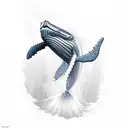 humpback whale and a diver tattoo design idea