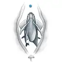 humpback whale and a diver tattoo design idea