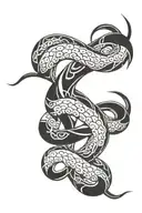 serpent wrapped ans infinity symbol tattoo design idea