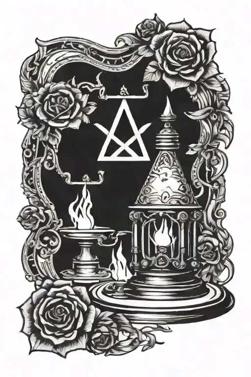 Masonic chamber of reflection candle burning tattoo design idea
