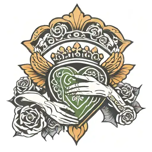 Irish Claddagh symbol and Philadelphia city and Chicago  tattoo design idea