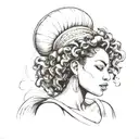 create a greyscale tattoo concept of a beautiful, Black woman, who is very pleasantly plump, basking on an innertube  tattoo design idea