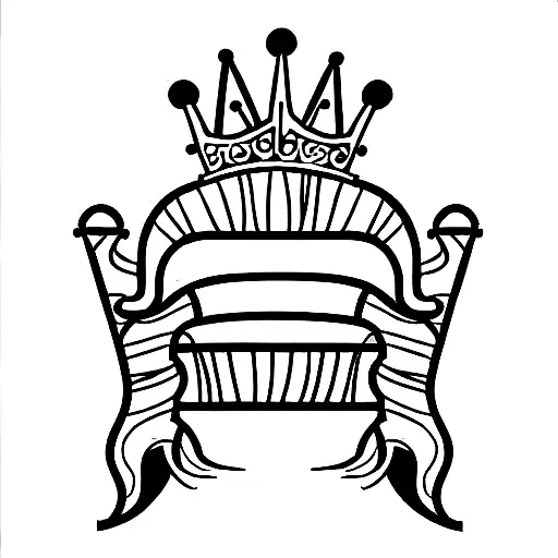 throne with a broken crown tattoo design idea