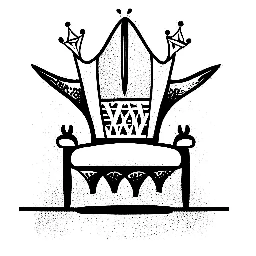 throne with broken crown tattoo design idea