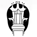 throne with a broken crown tattoo design idea