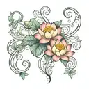 vines, flowers , swirls, lotus flower intertwined  tattoo design idea