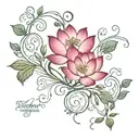 vines, flowers , swirls, lotus flower intertwined  tattoo design idea