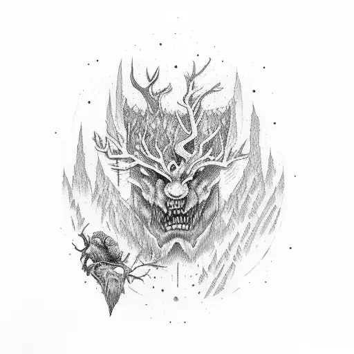 Forest chainsaw tattoo design idea