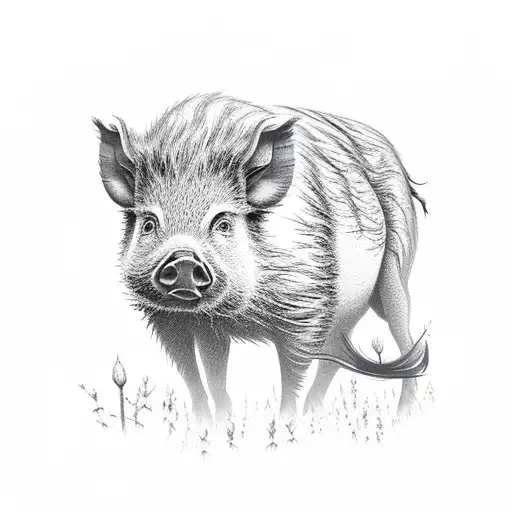 forest boar present tattoo design idea