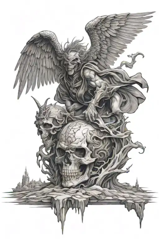 valley of the shadow of death angel tattoo design idea