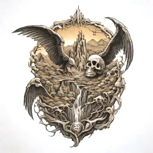 valley of the shadow of death angel tattoo design idea