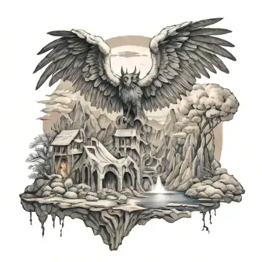 valley of the shadow of death angel tattoo design idea