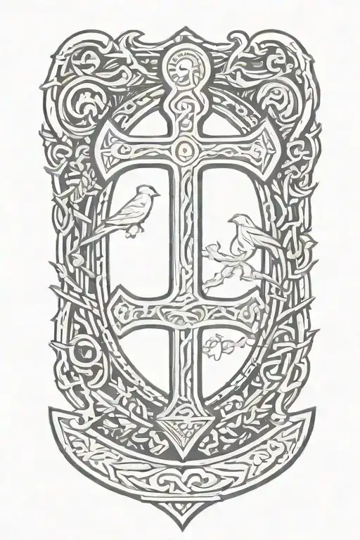 Norse Mythology including thors hammer symbol and odins crows tattoo design idea