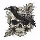 raven skull jack o lantern tattoo design idea