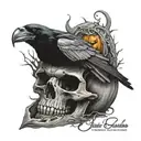raven skull jack o lantern tattoo design idea