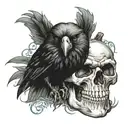 skull raven jack o lantern tattoo design idea