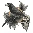 skull raven jack o lantern tattoo design idea