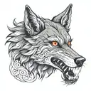 the wolf holds a hand in his teeth tattoo design idea
