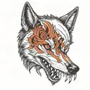 the wolf holds a bitten hand in its teeth tattoo design idea