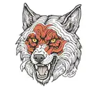 the wolf holds a bitten hand in its teeth tattoo design idea