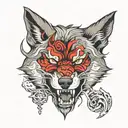 the wolf holds a bitten hand in its teeth tattoo design idea