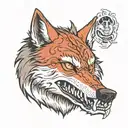 the wolf holds a bitten hand in its teeth tattoo design idea
