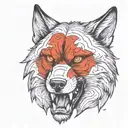 the wolf holds an arm up to the elbow in his teeth tattoo design idea