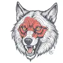 the wolf holds an arm up to the elbow in his teeth tattoo design idea