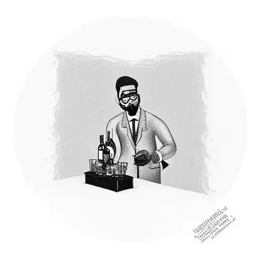 A Bartender mixing drinks in a New Orleans jazz club tattoo design idea