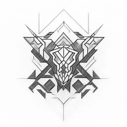 Sketch a red and black geometric pattern inspired by military camouflage tattoo design idea