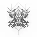 Sketch a red and black geometric pattern inspired by military camouflage tattoo design idea