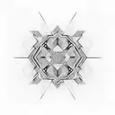 Sketch a red and black geometric pattern inspired by military camouflage tattoo design idea