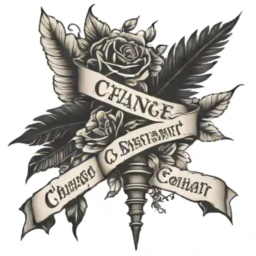 vertical spine tattoo of quote ' change is the only constant"  tattoo design idea