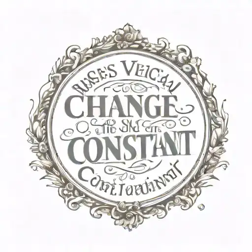 vertical script " change is the only constant" tattoo design idea