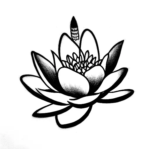 waterlily, larkspur, snowdrop, daffodil, lily, poppy boquet tattoo design idea