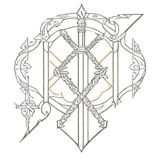 rune the witcher swords tattoo design idea