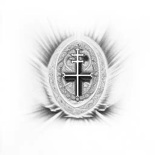 Christian Cross with the words Fear none trust God tattoo design idea