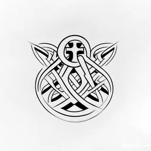 Christian Cross with the words Fear none trust God tattoo design idea