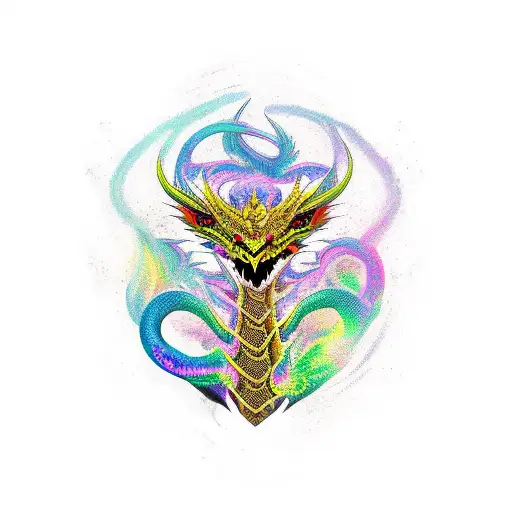 black gold dragon with samuri tattoo design idea