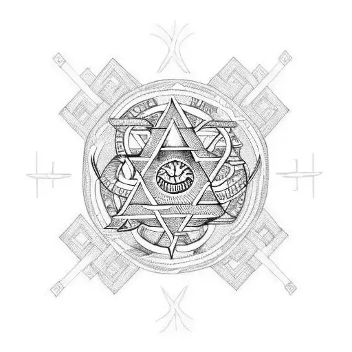 Valknut Vegvisir Yggdrasil Hugin Munin  tattoo design idea