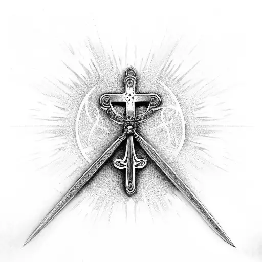 Mother mary, rosary, Archangel Michael's sword, heaven, angels  tattoo design idea