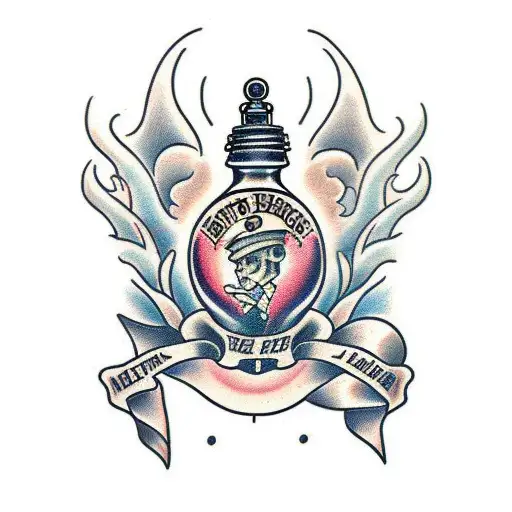 message in a bottle tattoo design idea