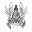 message in a bottle tattoo design idea