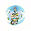 message in a bottle tattoo design idea