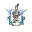 message in a bottle tattoo design idea
