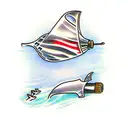 message in a bottle tattoo design idea