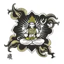 Kailash Parvati with radiant rays and one firefly insect tattoo design idea