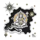 Kailash Parvati with radiant rays and one firefly insect tattoo design idea