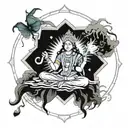 Kailash Parvati with radiant rays and one firefly insect tattoo design idea